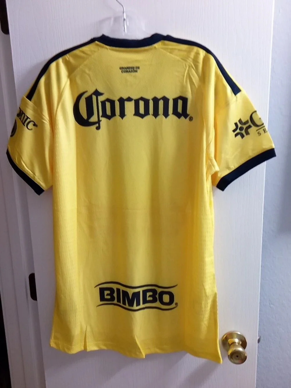 adidas Yellow & Navy Club América Kids Soccer Jersey with Red Accents
